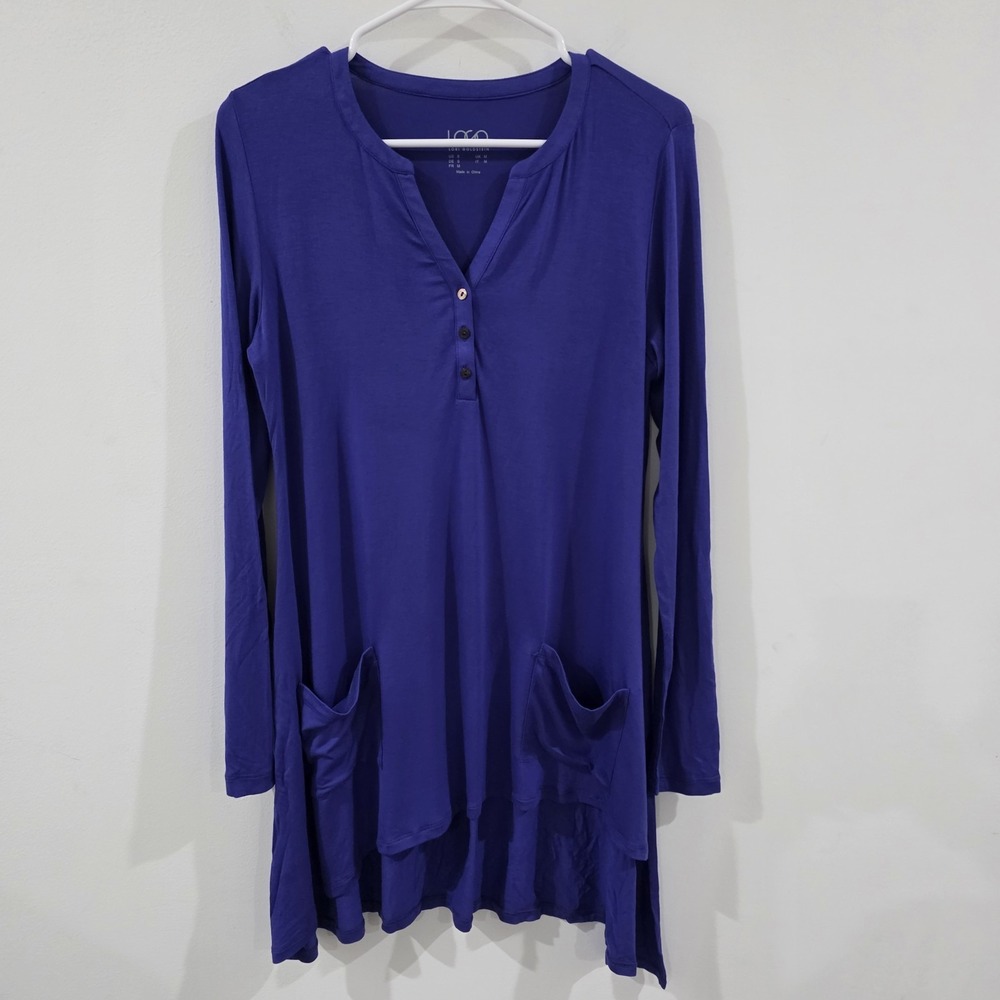 Logo Lori Goldstein Womens Tunic Top Size Small Purple Colorful